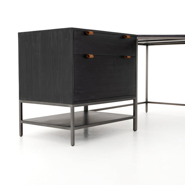 Trey Desk System With Filing Cabinet in Black Wash