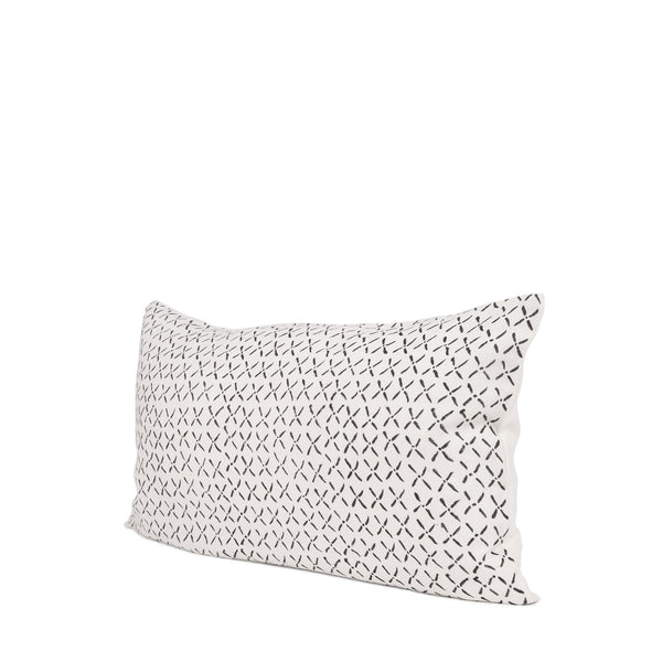Jayden Cream w/ Black Print Linen Lumbar Decorative Pillow Cover