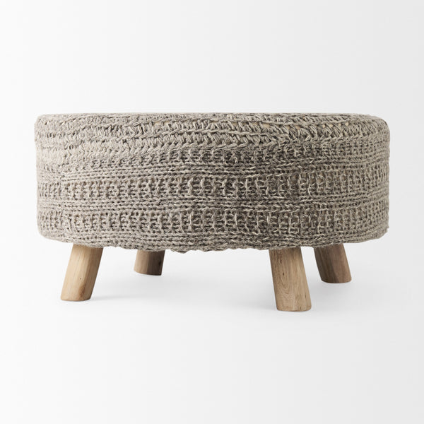 Bina 30.0L x 30.0W x 15.0H Dark Gray 4 Legged Wool Stool