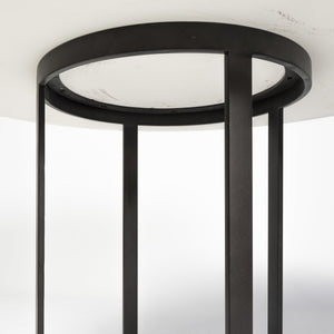 Tanner II 48" Round White Marble Top Black Metal Base Dining Table