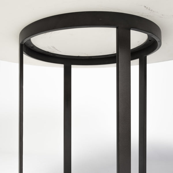 Tanner II 48" Round White Marble Top Black Metal Base Dining Table