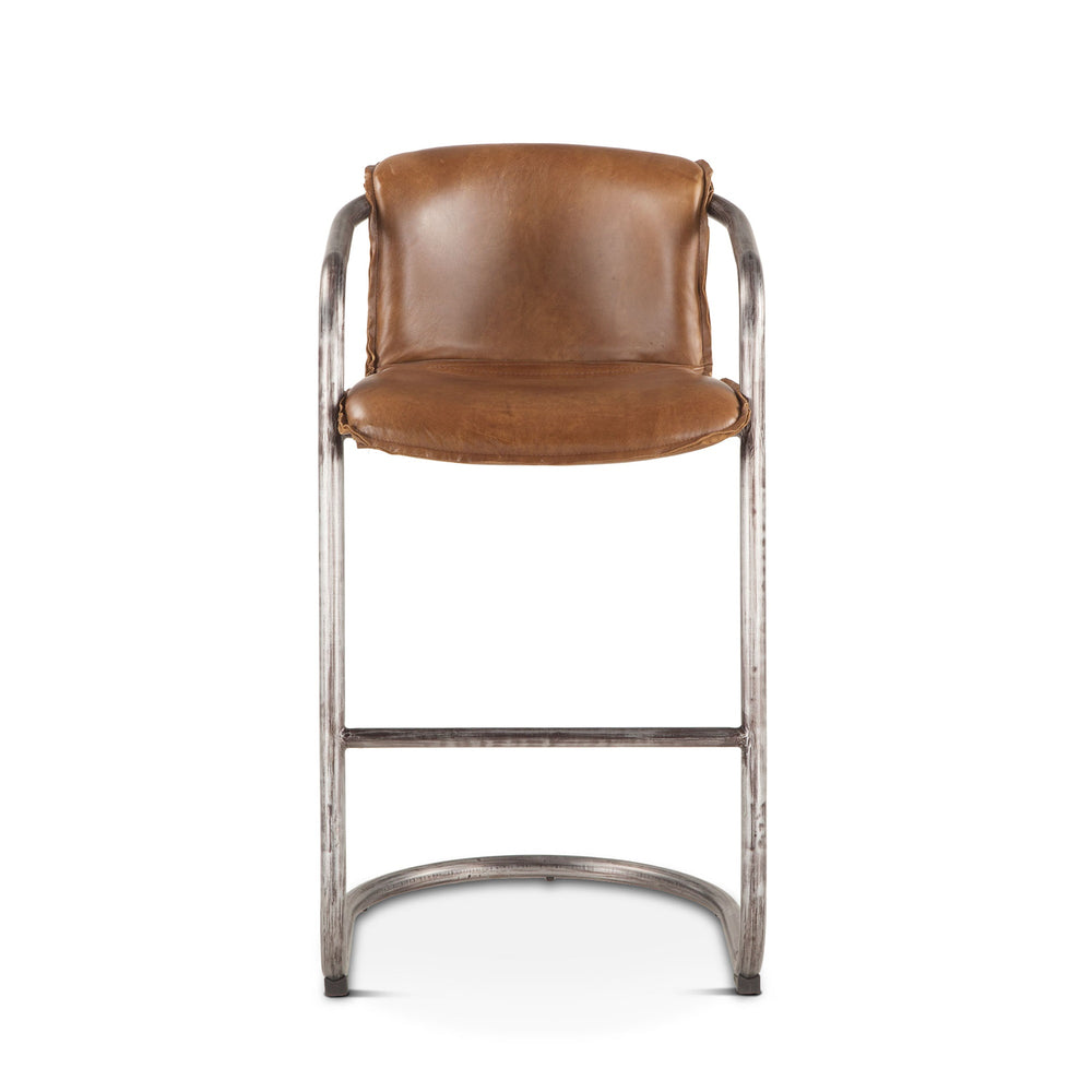 Portofino Distressed Chestnut Leather Bar Chair