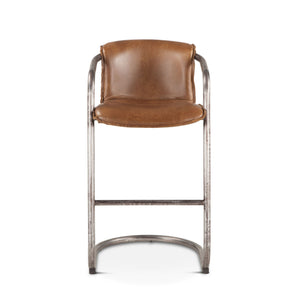Portofino Distressed Chestnut Leather Bar Chair