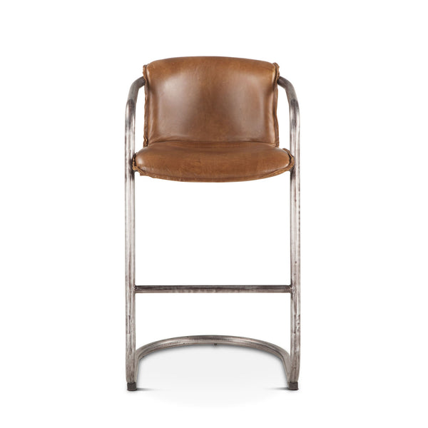 Portofino Distressed Chestnut Leather Bar Chair