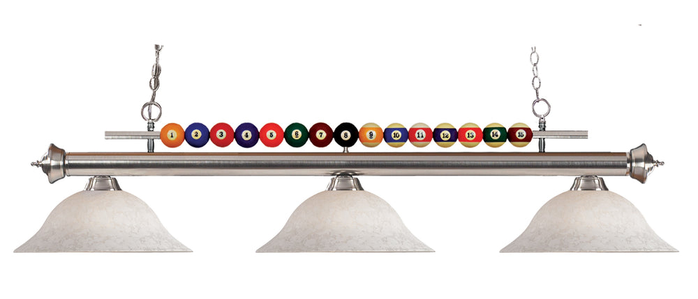 Shark 3 Light Billiard Light in Brushed Nickel Finish