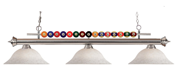 Shark 3 Light Billiard Light in Brushed Nickel Finish