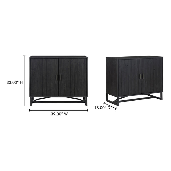 Moe's Sierra 2 Door Black Cabinet with Adjustable Shelf