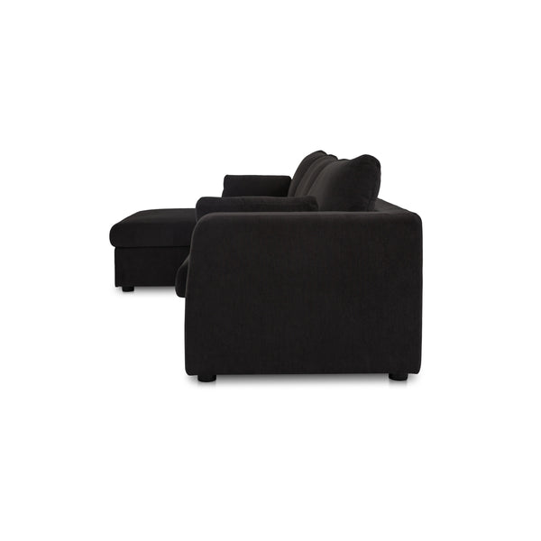 Moe's Burrow Sleeper Sectional with Storage Chaise Black