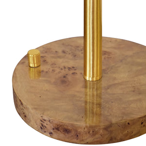 RECHAREABLE TABLE LAMP WITH ADJUSTABLE POLE IN BRASS AND WHITE LINEN SHADE