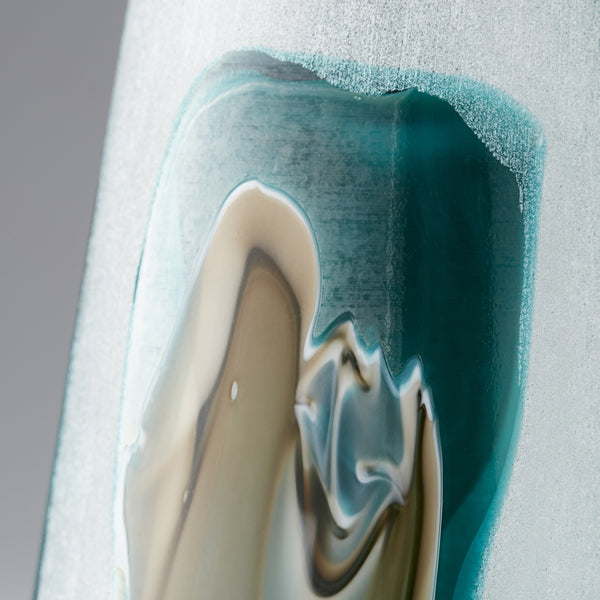 Wide Ferdinand Vase in Green and White