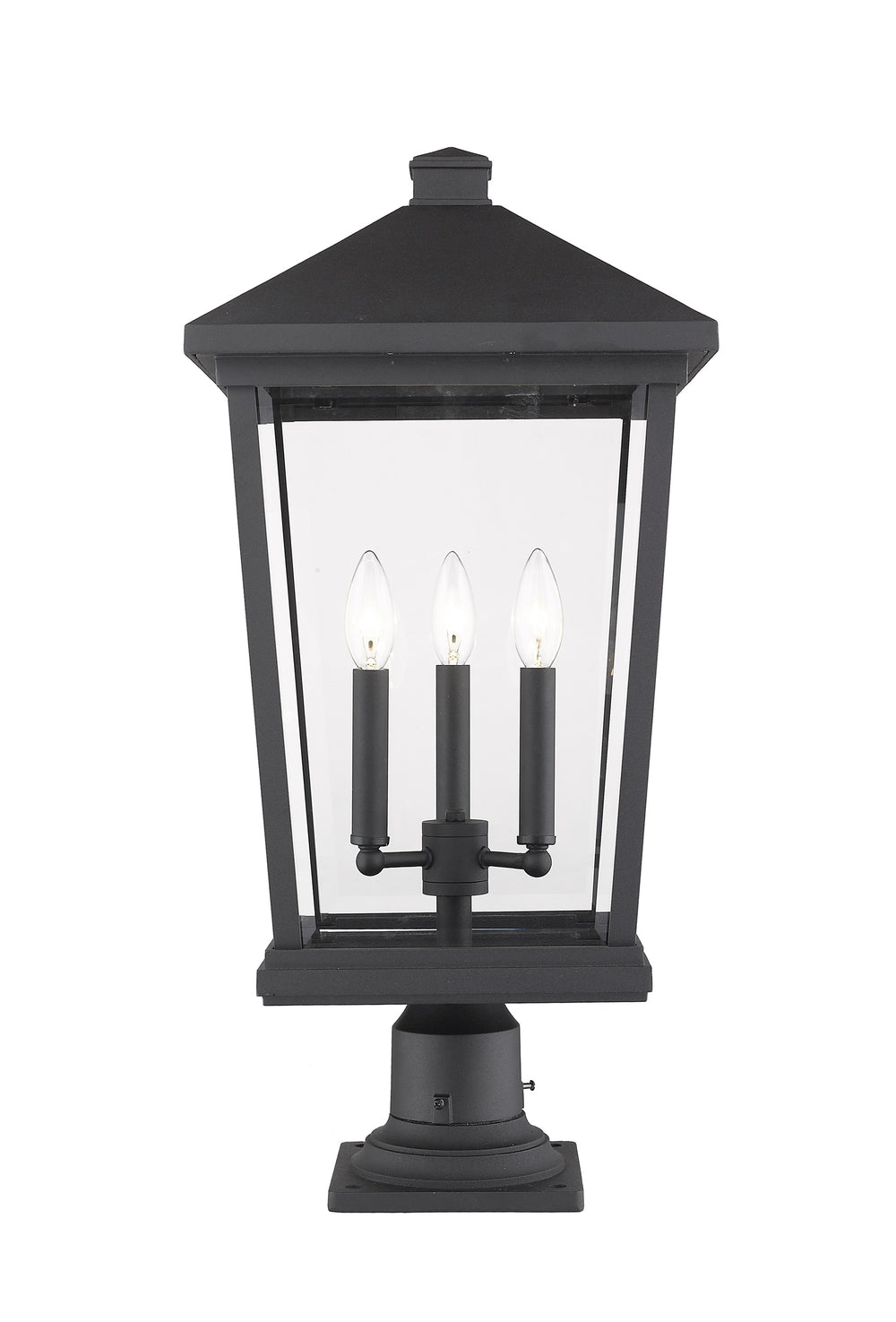 Beacon 3 Light Outdoor Pier Mounted Fixture in Black Finish