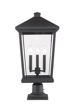 Beacon 3 Light Outdoor Pier Mounted Fixture in Black Finish