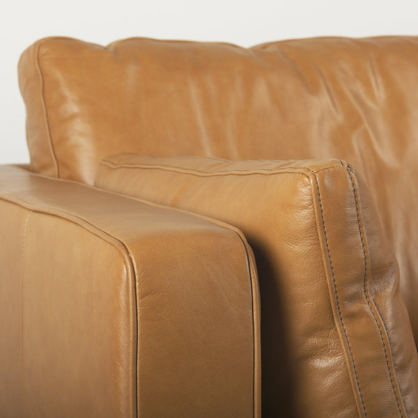 Elton  87.8L x 37.8W x 34.6H Tan Leather Sofa