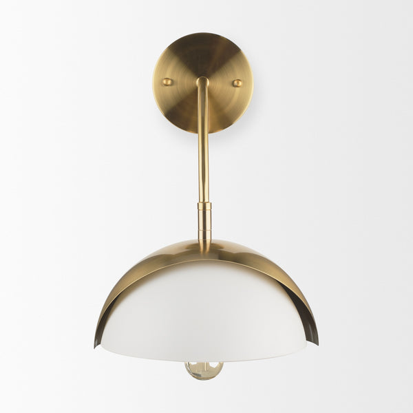 Cybill Brushed Brass w/ White Metal Shade 1-Light Wall Sconce