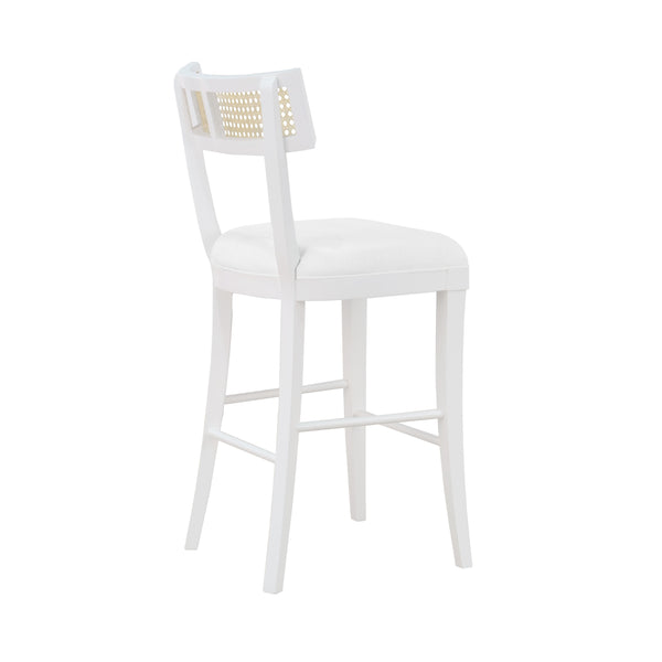 KLISMOS COUNTER STOOL WITH CANE DETAIL IN MATTE WHITE LACQUER
