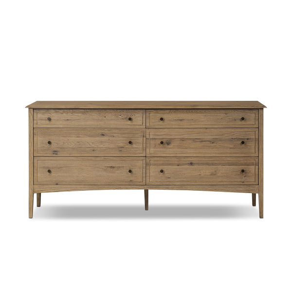 Maggie 6 Drawer Dresser - Aged Smoked Oak Resawn