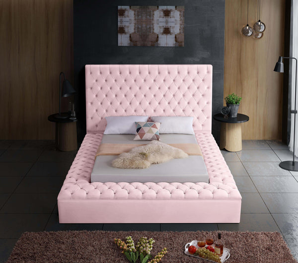 Randal Full Bed In Pink Velvet
