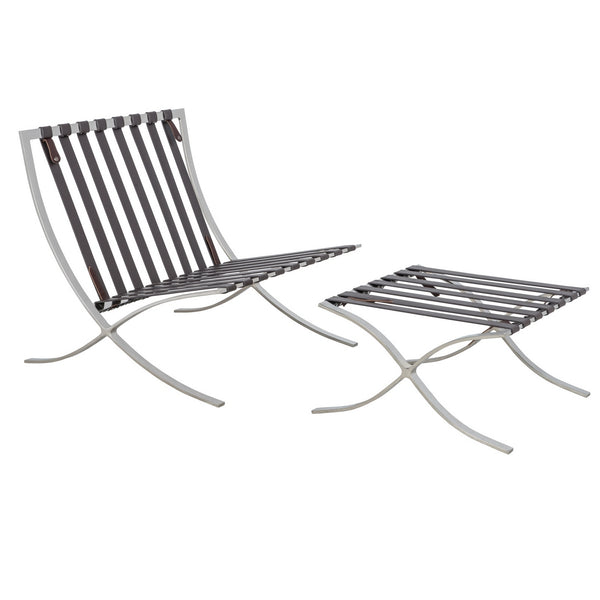 ZARA CHAIR & OTTOMAN - DARK BROWN