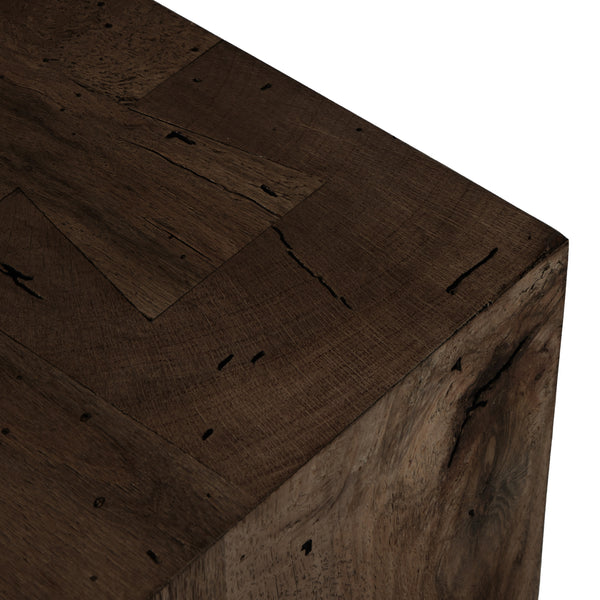 Abaso Media Console In Ebony Rustic Wormwd