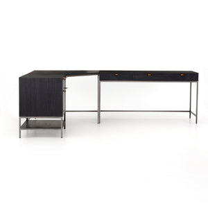 Trey Desk System With Filing Cabinet in Black Wash