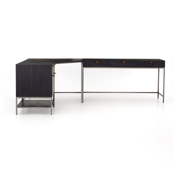 Trey Desk System With Filing Cabinet in Black Wash