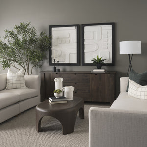 Wallen 2 Door Solid Dark Brown Wood w/ 3 Drawers Sideboard