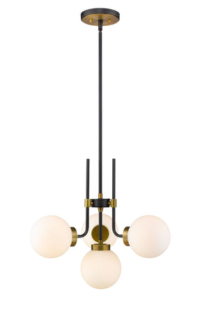 Parsons 4 Light Chandelier in Matte Black + Olde Brass Finish