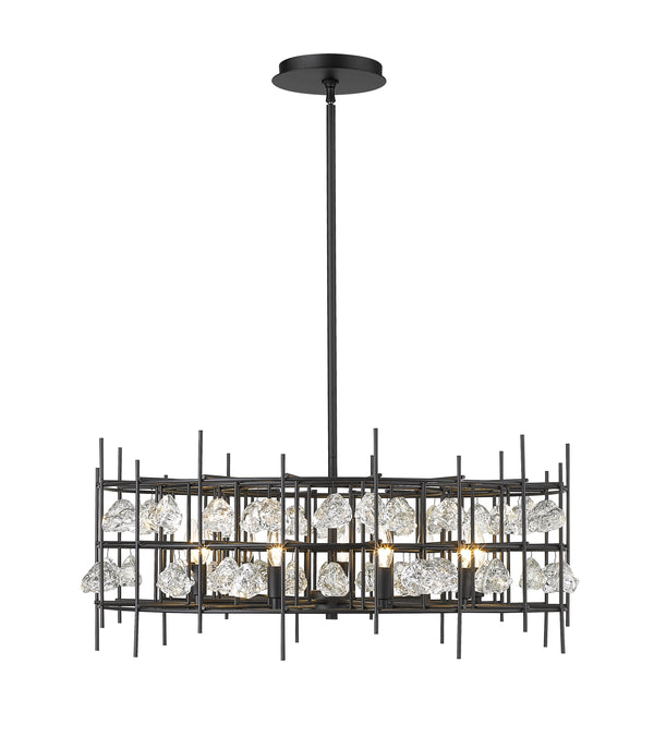 Garroway 9 Light Chandelier in Matte Black Finish