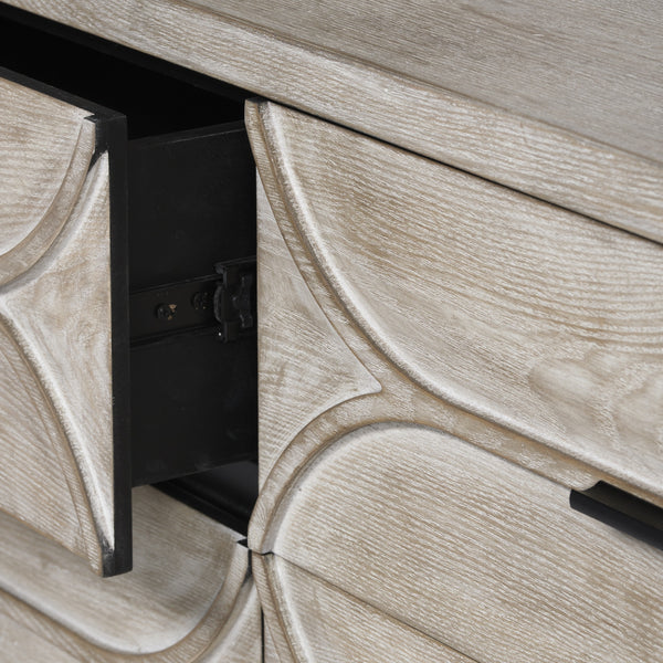 Giselle II Brown Fir Veneer W/Black Metal Leg 9 Drawer Sideboard