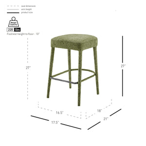 Rylee KD Chenille Backless Counter Stool, Millburry Green 