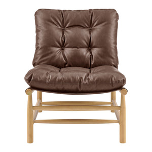Oswald Faux Leather Tufted Accent Chair, Casa Brown