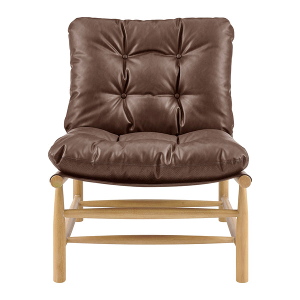 Oswald Faux Leather Tufted Accent Chair, Casa Brown