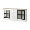 Bourchier 75x21 White/Black Solid Wood Frame Brown Top 4 Drawer 2 Glass Cabinet Buffet