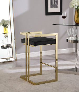 Winifred Stool In Black Velvet and Gold