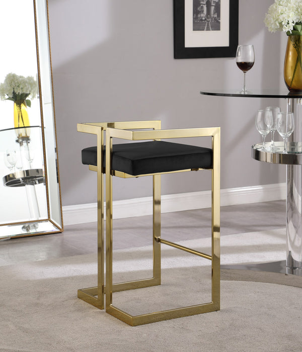 Winifred Stool In Black Velvet and Gold