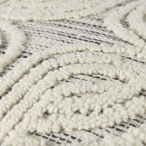 Amaya 16.0L x 16.0W x 16.0H Cream/Black/Gray Wool and Cotton Pouf