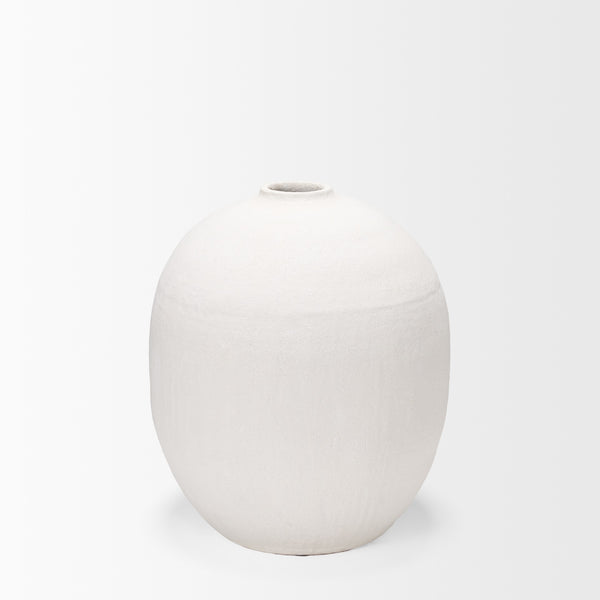 Karakum I Short White Textured Ceramic Vase