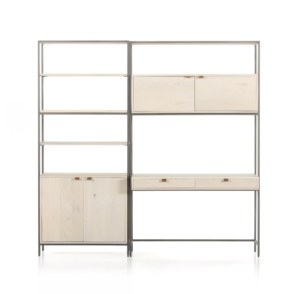 Trey Modular Wall Desk W/ 1 Bookcase - Dove Poplar