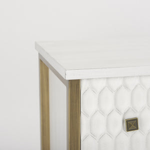 Savannah White Fir Veneer w/ Gold Metal 3-Drawer Accent Cabinet