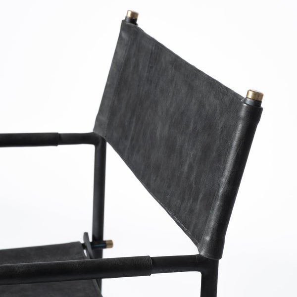 Direttore Black Iron Frame Black Leather Dining Chair