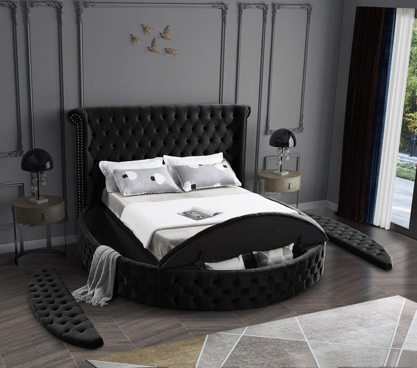 Lorena Queen Bed In Black Velvet