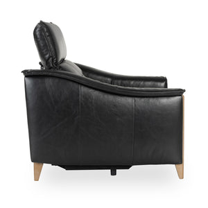 Cullman Leather Power Recliner with Ash Wood Accents
