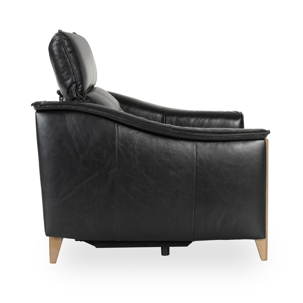Cullman Leather Power Recliner with Ash Wood Accents
