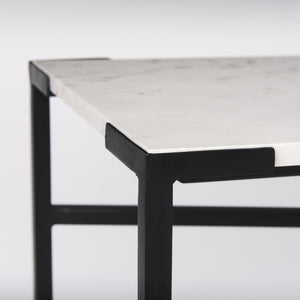 Lucas 50 X 16 X 30 White Marble Top Black Metal Frame Console Table