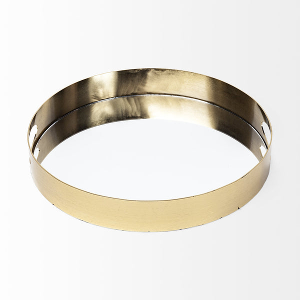 Serkis 15L x 15W Gold Metal Mirrored Base Round Tray