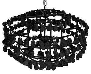 Vulcan Chandelier, Black Steel with Black Glass