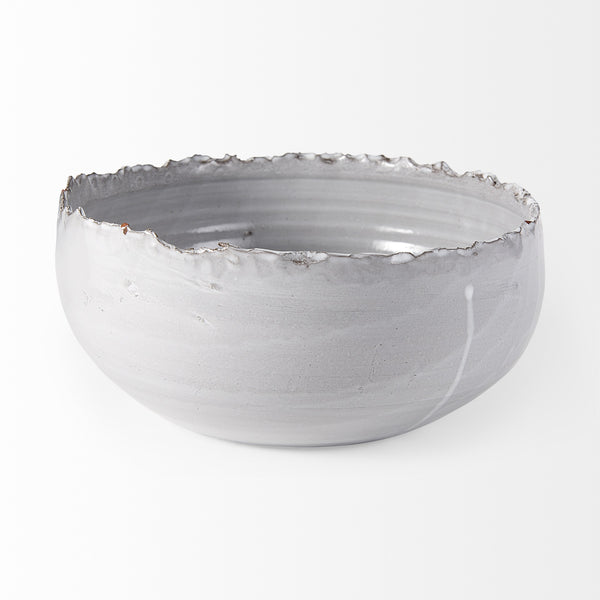 Larsen 13L x 13W White Ceramic Large Decorative Bowl