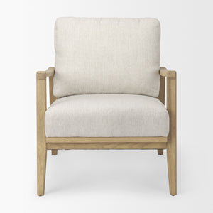 Raeleigh 28.0L x 34.1W x 34.4H Cream Fabric W/Light Brown Wood Accent Chair