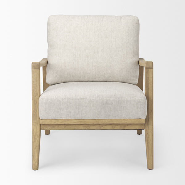 Raeleigh 28.0L x 34.1W x 34.4H Cream Fabric W/Light Brown Wood Accent Chair