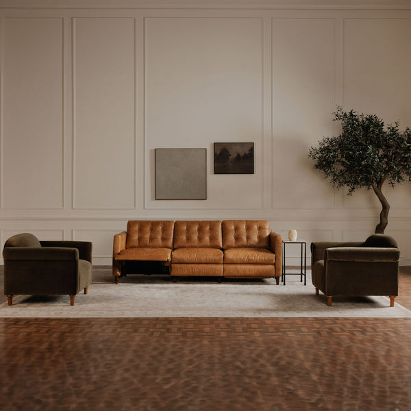 Moe's Bridgers Power Recliner Sofa Tan Leather